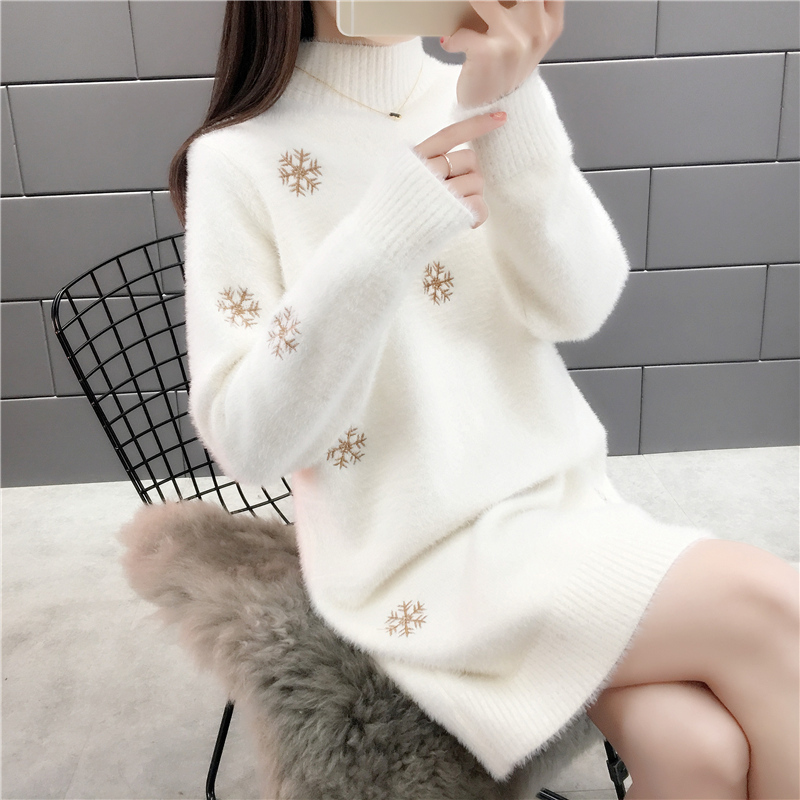 2025 New Women's Mink Velvet Sweater, Loose Fit, Mid-Length Knit Base Shirt for Women, Stylish for Autumn and Winter 2025 New Women's Mink Velvet Sweater, Loose Fit, Mid-Length Knit Base Shirt for Women, Stylish for Autumn and Winter