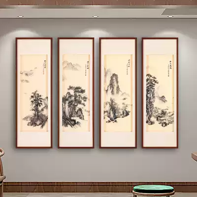 Suzhou embroidery Jinmai Silk Pure handmade Su embroidery finished painting four-piece boutique landscape Chinese living room hanging painting
