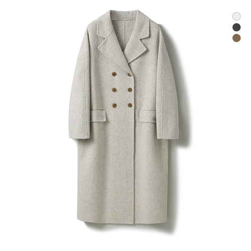 Демисезонное шерстяное длинное двусторонное кашемировое шерстяное пальто