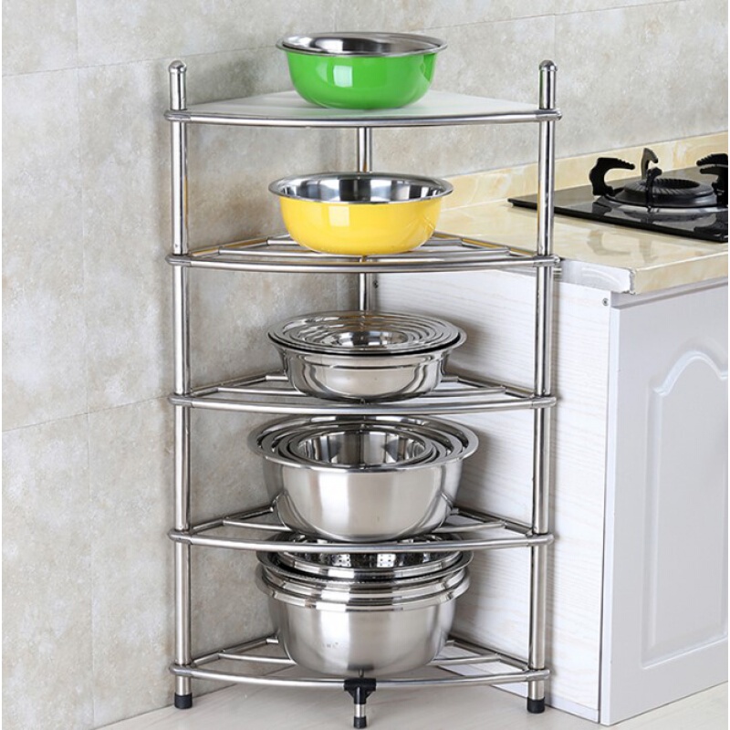 304 Bathroom Kitchen Corner Storage Shelf Stainless Steel Washbasin Rack Toilet Floor-Standing Rack Bathroom Storage Rack