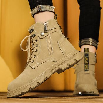 Martin Boots Men's Shoes Autumn and Winter High-Top British Workwear Large Yellow Leather Shoes Outdoor Work Casual Labor Protection Engineer Boots