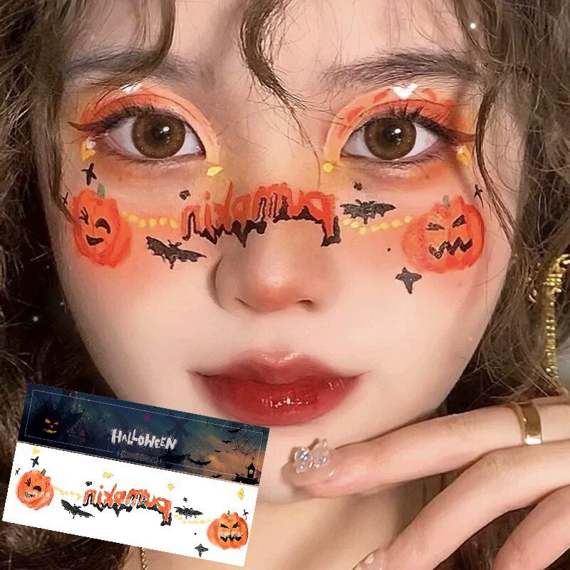 Halloween makeup stickers, Christmas face stickers, pumpkin tattoo stickers, hand-drawn makeup, cute pumpkin faces for kids