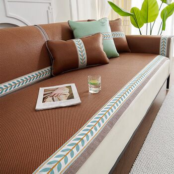 ຜ້າປູ sofa wormwood repellent summer 2026 summer mat cushion ice silk anti-slip sofa cover seat cushion cool cushion