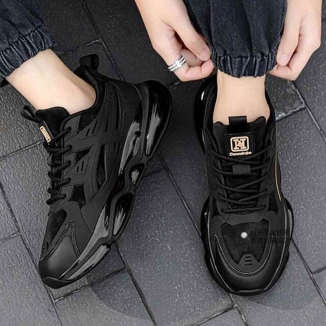 Black Warrior Men's Shoes Autumn 2026 New Youth Casual Running Sports Air Cushion Shock Absorbing Anti-Slip Dad Trendy Shoes