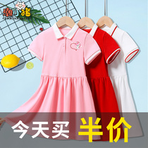 Girls dress summer new big childrens style childrens clothing childrens sweet temperament fashionable loose short sleeve princess skirt