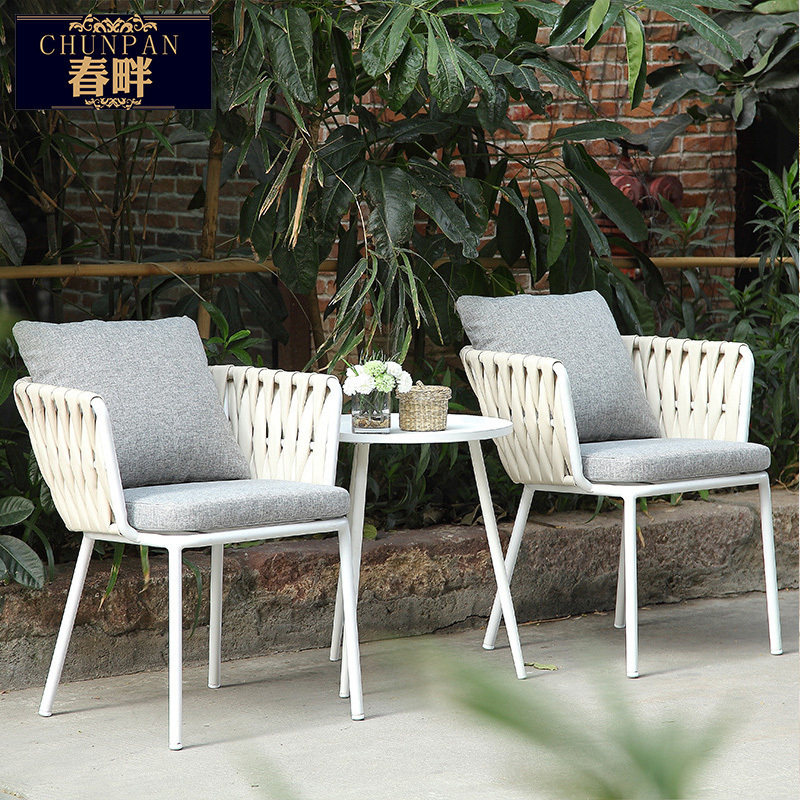 Spring-side balcony Creative table and chairs Rattan Chair Tea Table Three Sets Leisure Balcony Decoration Small Furniture Table Stool Suit