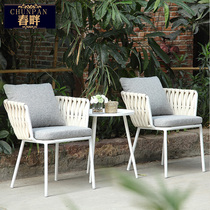 Spring-side balcony Creative table and chairs Rattan Chair Tea Table Three Sets Leisure Balcony Decoration Small furniture table Stool Suit