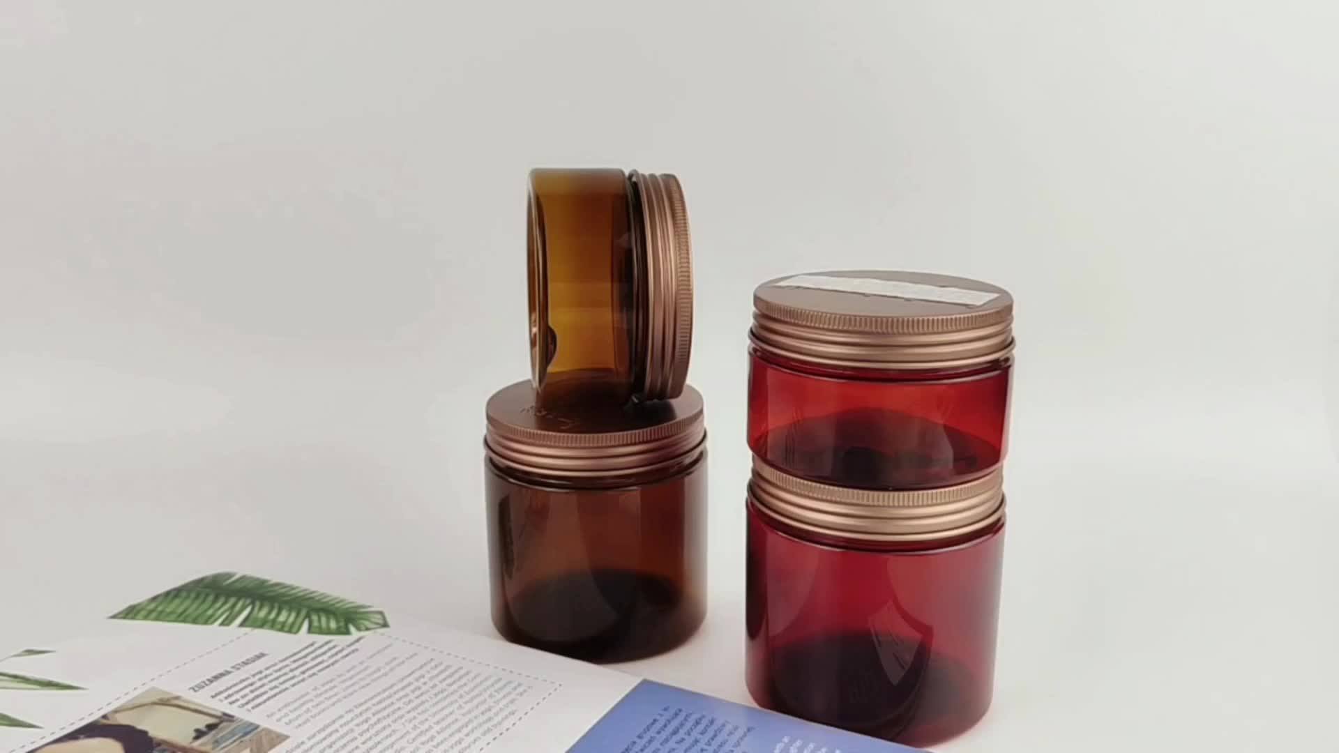 8 Oz Amber Clear Plastic Pet Jars With Pink White Black Gold Lids Buy