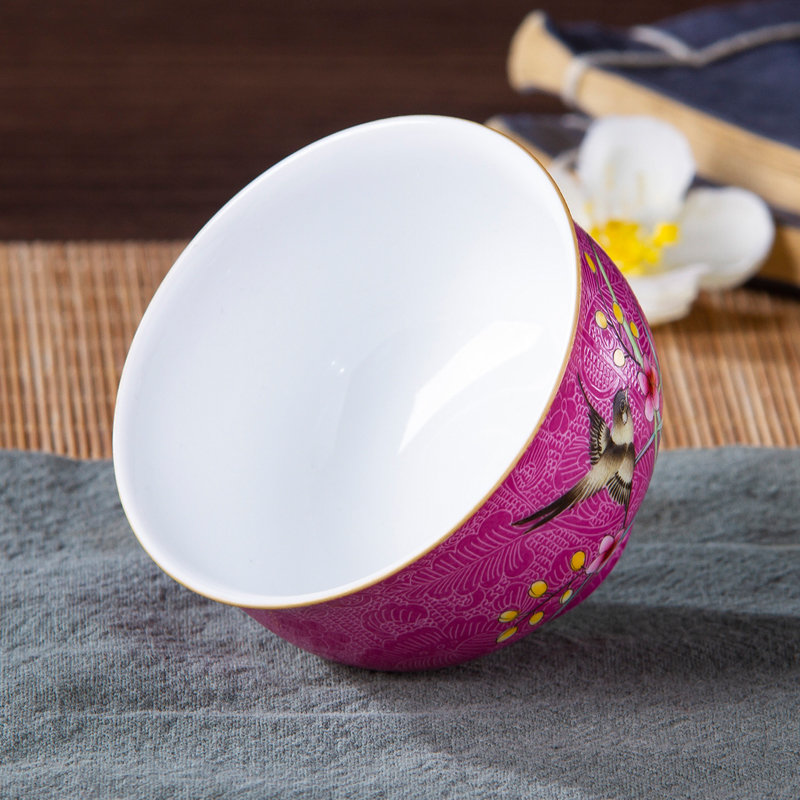Jingdezhen ceramic hand - made personal pick flowers cup sample tea cup powder enamel glaze on all hand kung fu master cup single CPU
