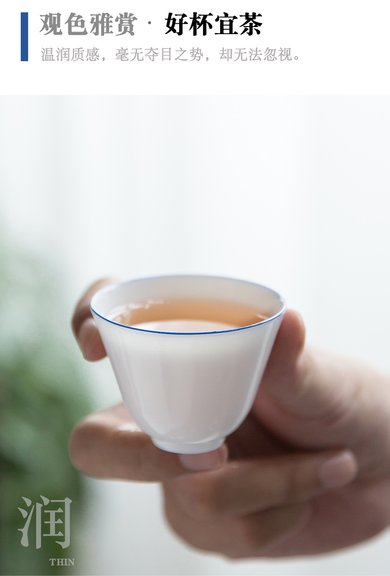 Jingdezhen flagship store in use ceramic tea cup manual blue master cup of female domestic tea cup white porcelain bowl
