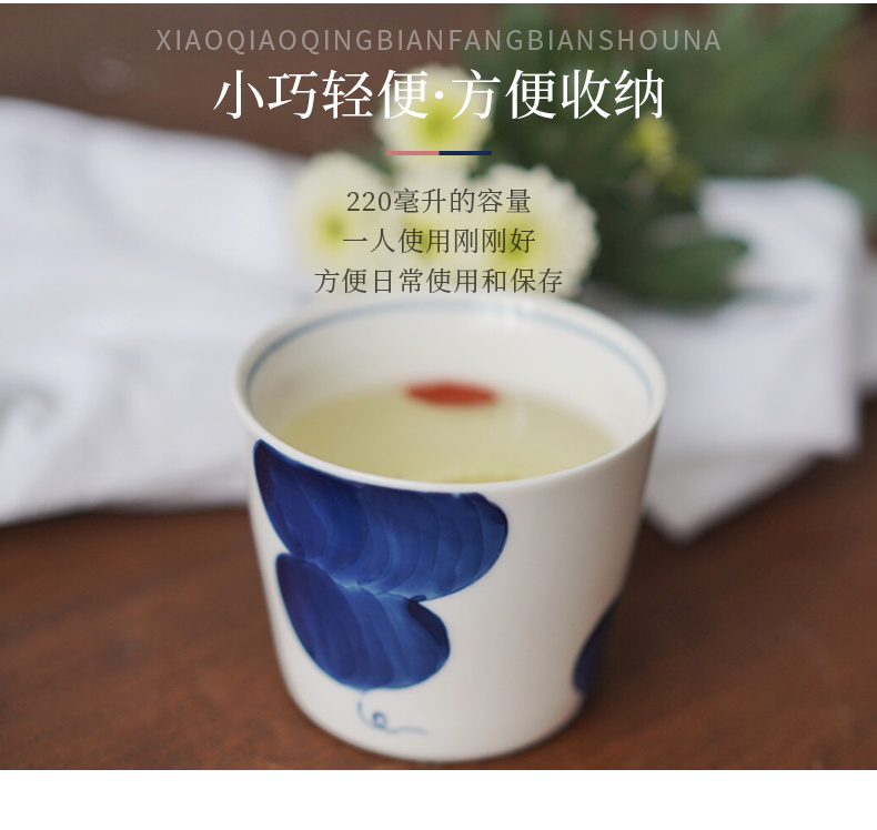 The Custom jingdezhen flagship store hand - made ceramic small blue cup of household tea tea sample tea cup personal special tea cups