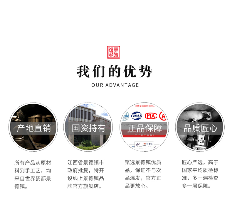 Jingdezhen flagship store ceramic bowl household on the glaze color of Chinese style bowl bowl creative gift boxes four pack with a gift