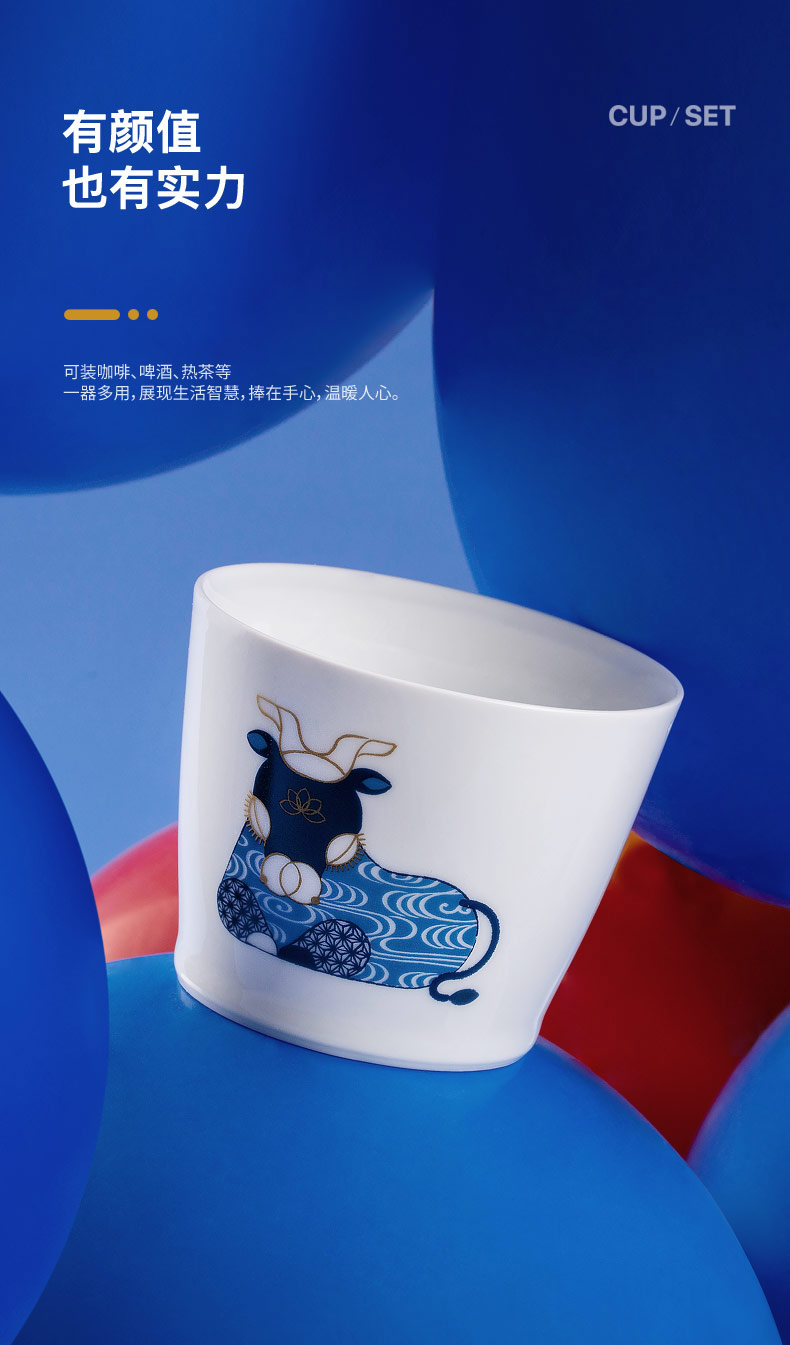 The Custom jingdezhen domestic ceramic glaze color hand - made little blue cup tea sample tea cup year of the ox gifts tea cup