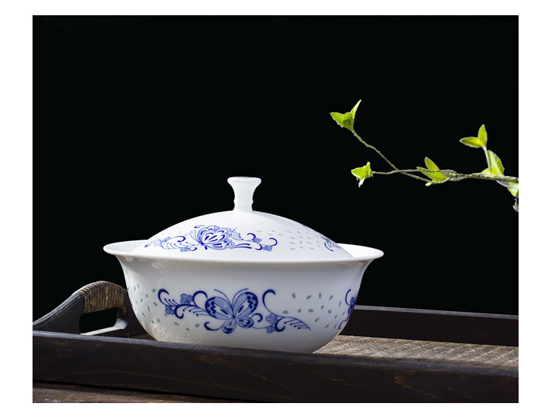 Jingdezhen flagship store of blue and white porcelain bowls white porcelain tableware Chinese bowl fish dish soup pot collocation bulk, individual freedom