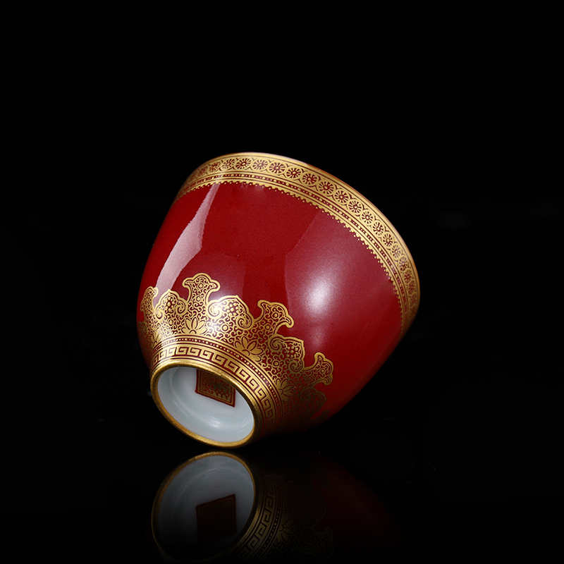 Jingdezhen flagship store hand - made paint the red right cup size