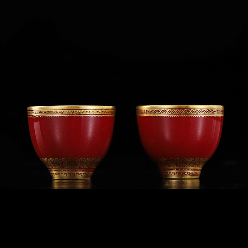 Jingdezhen flagship store hand - made paint ji red right cup small single