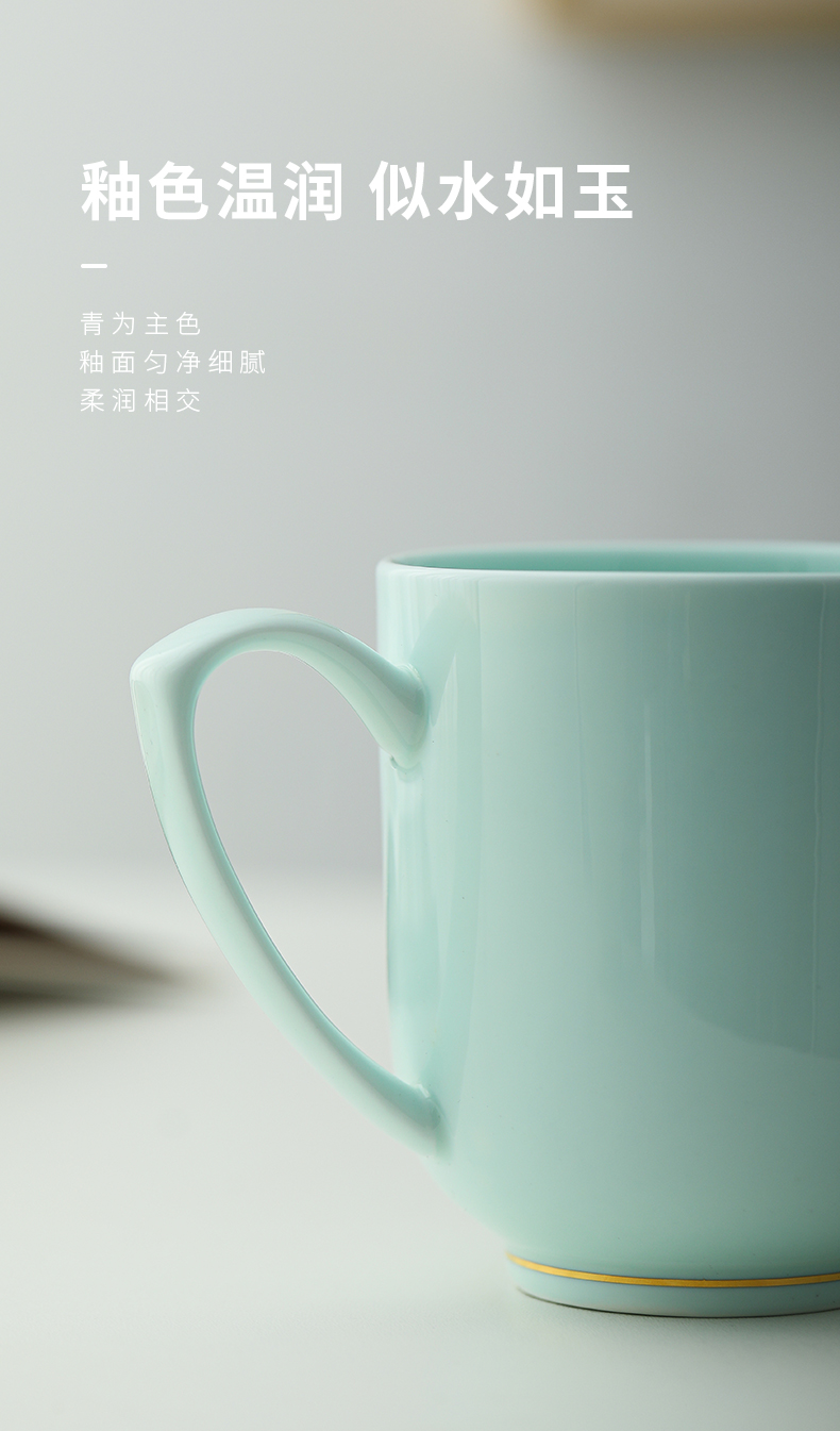 Jingdezhen official flagship store of ceramic film blue round lens keller domestic large capacity with the cover glass