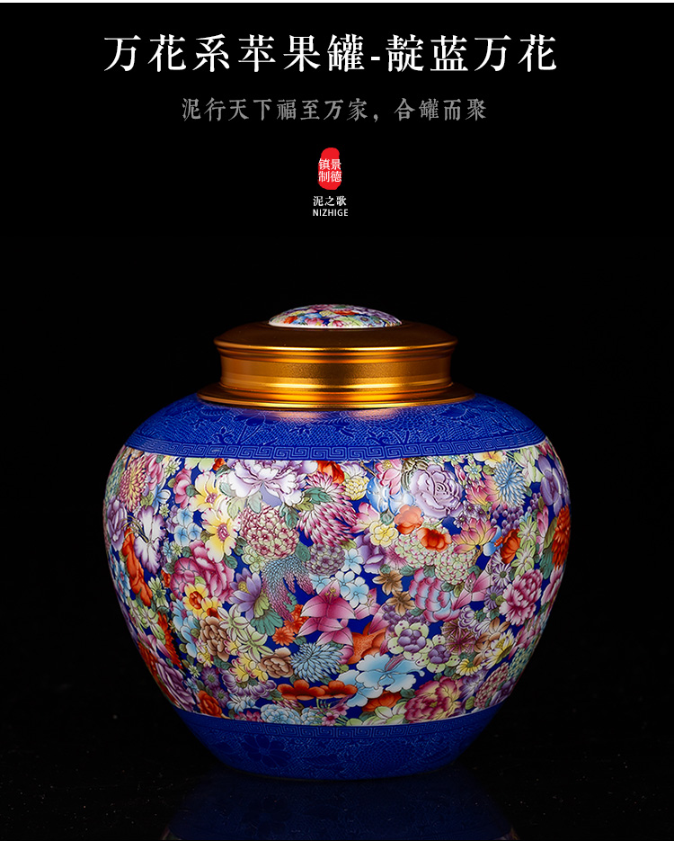 Jingdezhen with high - end paint POTS caddy fixings flagship stores apple as cans Chinese wind restoring ancient ways appreciation collection tank