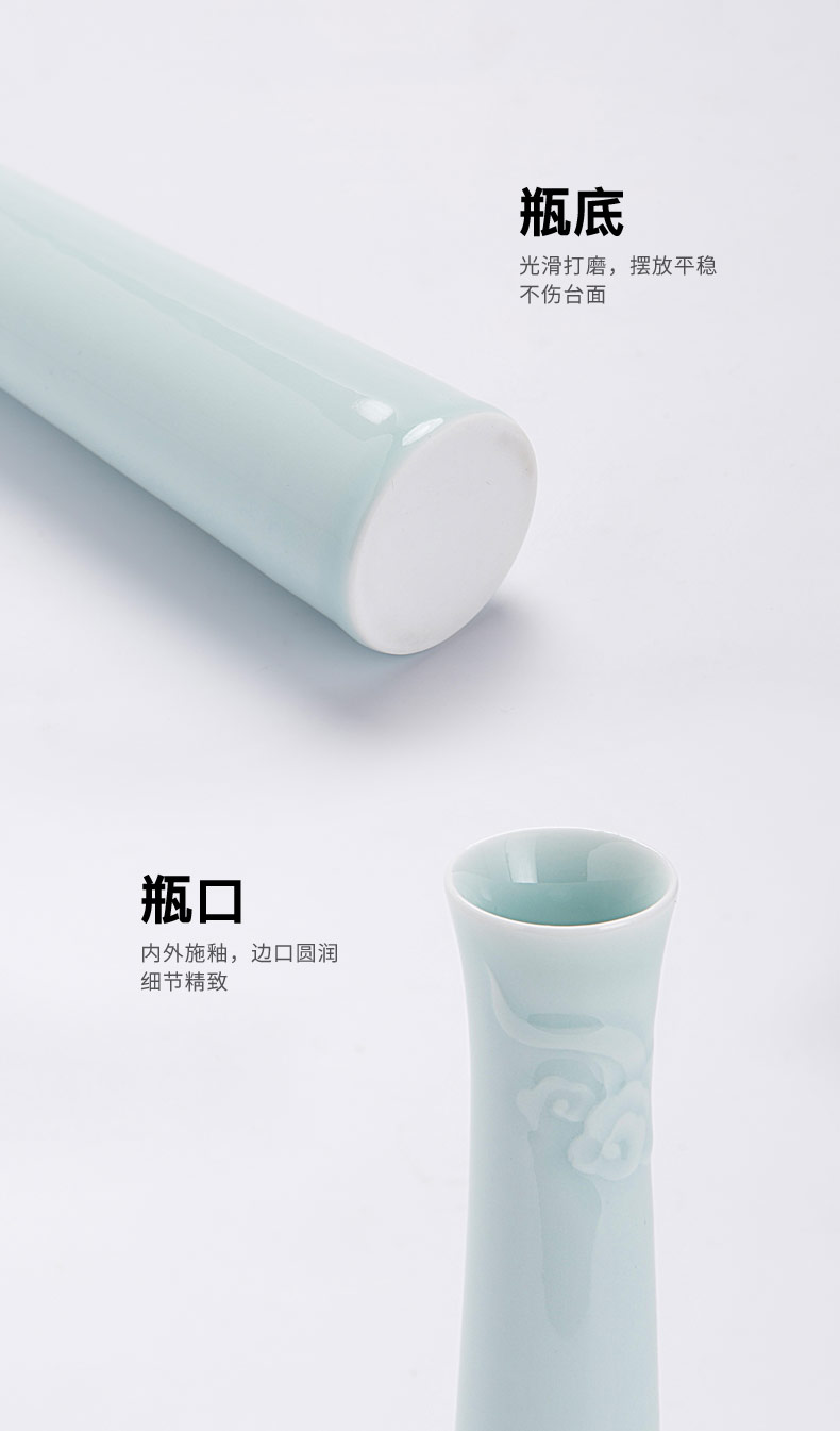 Jingdezhen ceramic small place modern official flagship store contracted household pure manual shadow blue and white flower implement bottles of tea