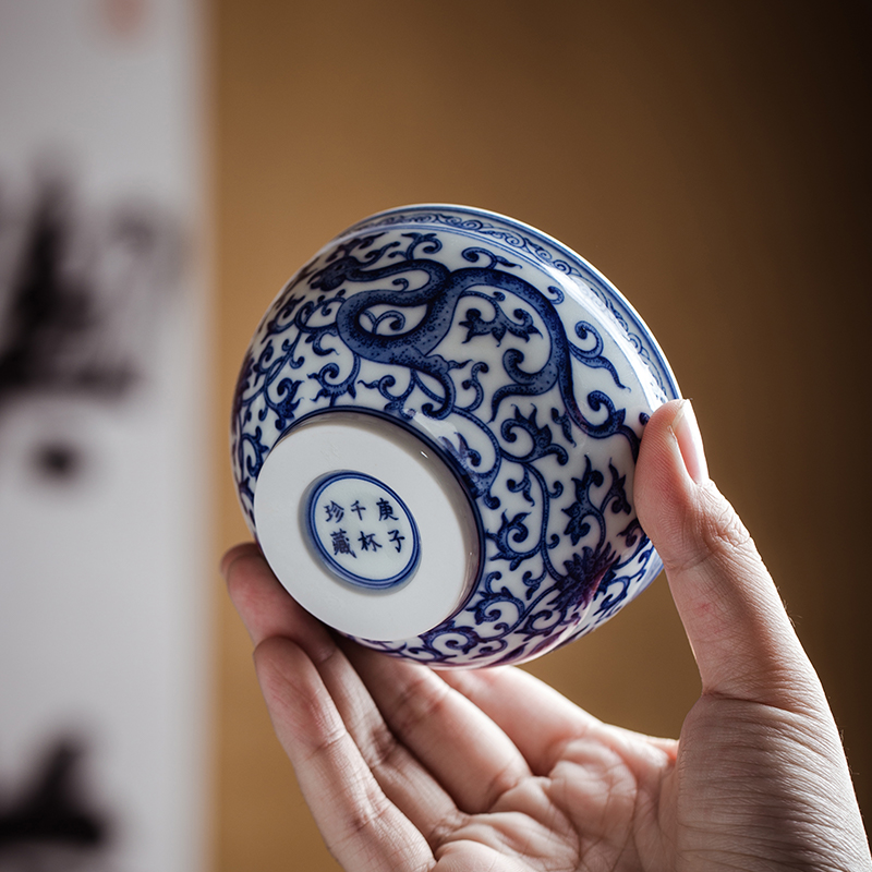 Jingdezhen flagship store longfeng production around branch master cup tea cups of tea sample tea cup single hand painting