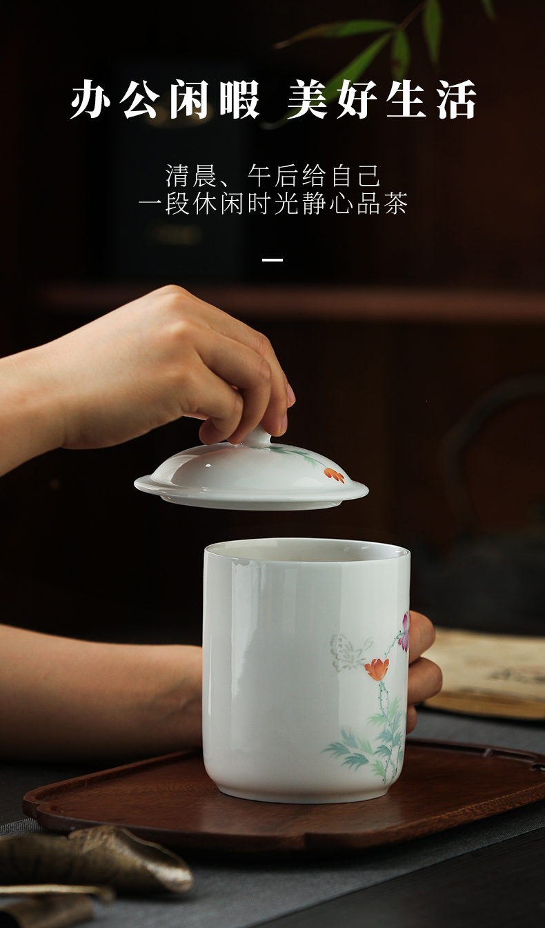 Jingdezhen official flagship store ceramic butterfly language exquisite office cup with the personal special large capacity with the cover glass