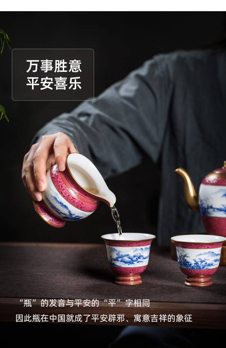 Jingdezhen x Yun know taste to pick flowers paint ceramic tea cups of tea set of the teapot gifts home office business