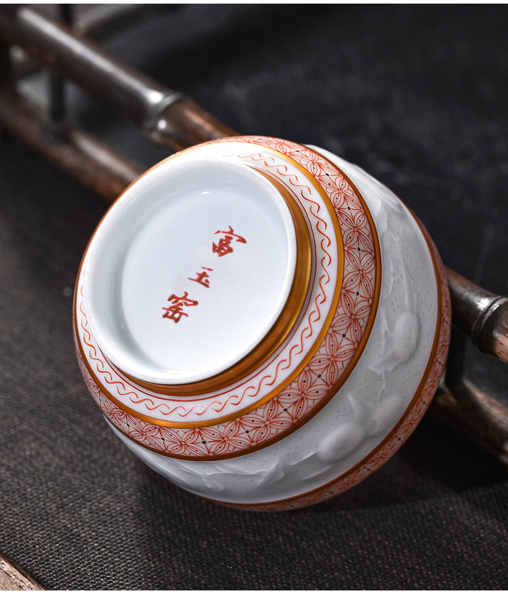 Jingdezhen flagship red all hand - made ceramic alum paint masters cup to collect a single sample tea cup peach tea cup