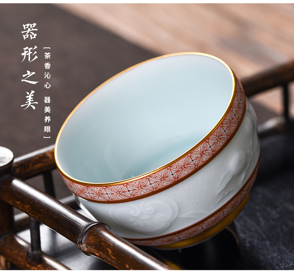 Jingdezhen flagship red all hand - made ceramic alum paint masters cup to collect a single sample tea cup peach tea cup