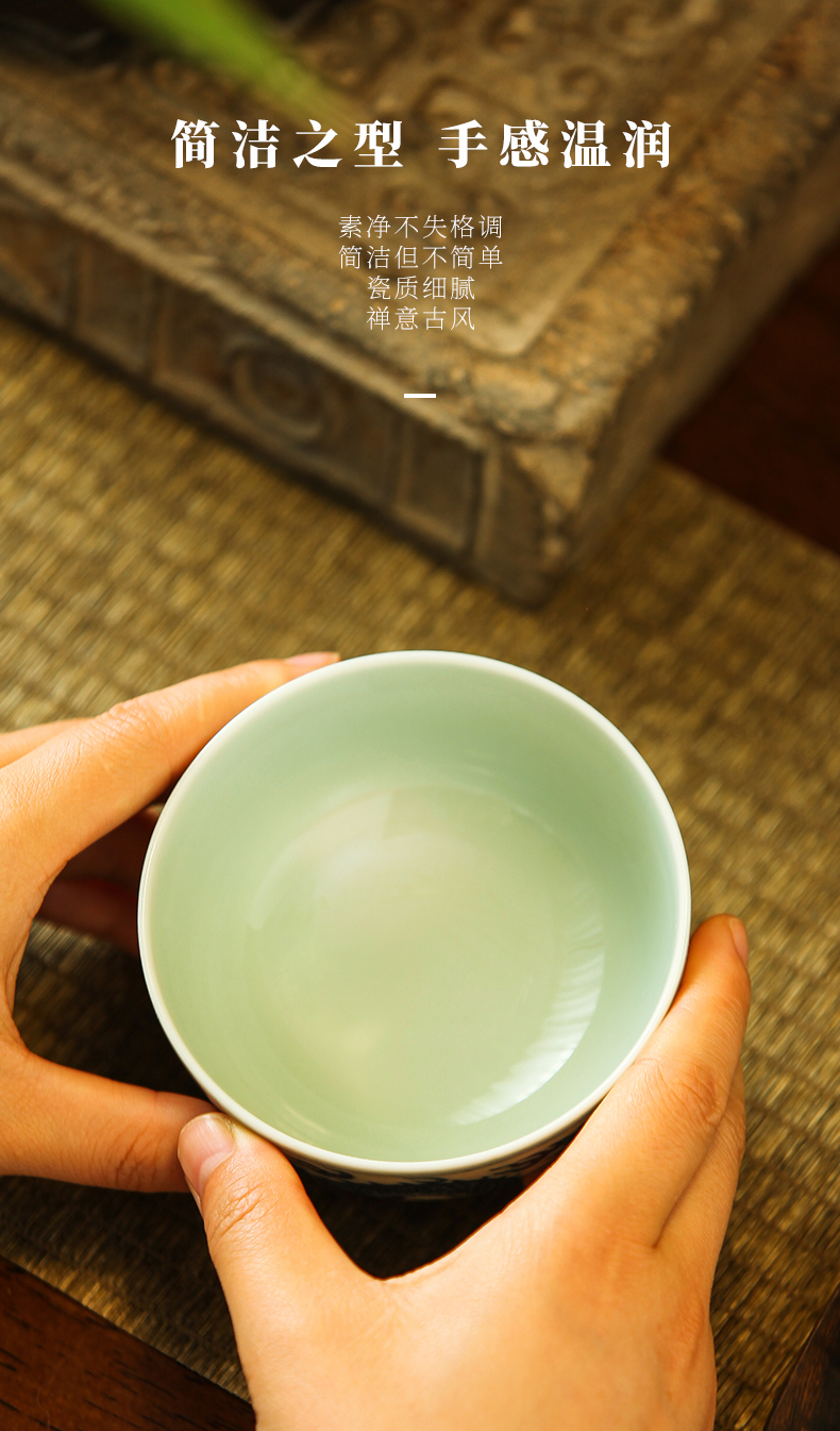 Jingdezhen official flagship store blue - and - white ceramics longfeng lohan cup under the glaze color special masters cup tea cup