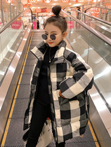 Next jazz girls down jacket 2021 winter new medium and big childrens bread suit thick plaid parent-child coat