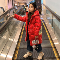 Next alice girls down jacket 2020 new foreign style big boy medium long style glossy face thick washless jacket tide