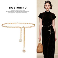 Waist chain for women, white fashionable metal thin belt, high-end decoration, dress, small fragrant style, summer trouser chain accessories