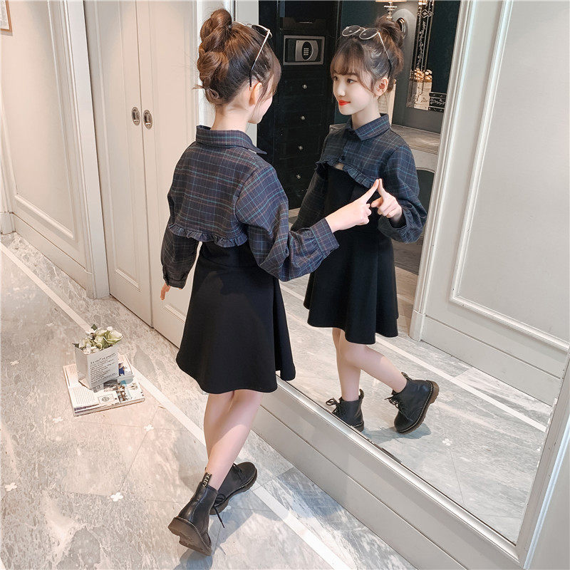 Child Holding Baby Bag Dress 2021 Spring New Children's Clothing Girl Spring Clothing Han Yo Pie Dresses Woman Great Boy Black Vest Dress