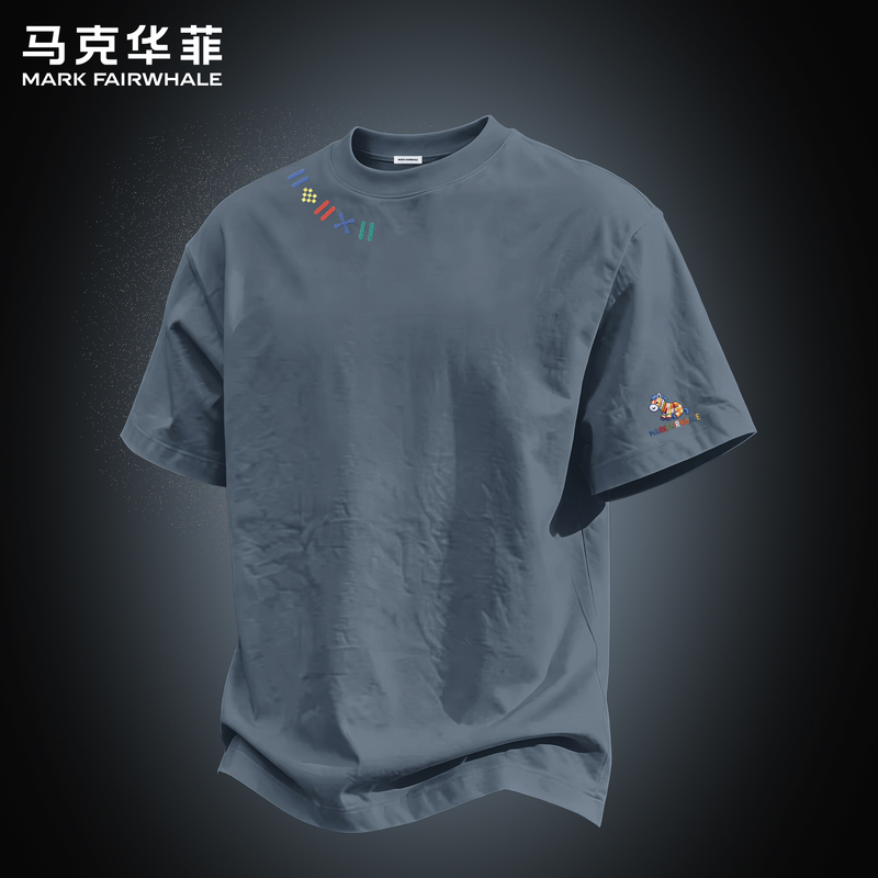 Mark Huafei Fashion Trendy Brand Short-Sleeved T-Shirt Men's Summer New Style Pure Cotton Loose Printed Half-Sleeved T-Shirt Clothing Mark Huafei Fashion Trendy Brand Short-Sleeved T-Shirt Men's Summer New Style Pure Cotton Loose Printed Half-Sleeved T-Shirt Clothing