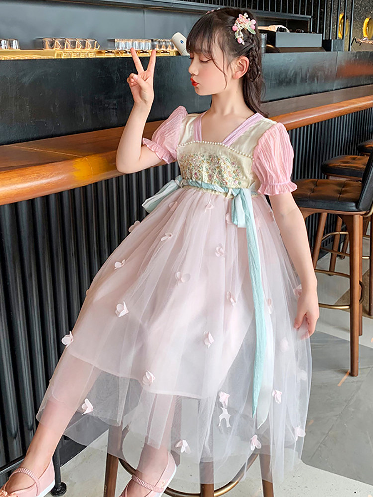 Girls' Hanfu summer 2022 new children's Chinese style dress middle and big children fairy air elegant ancient style skirt summer