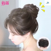 Real hair hair circle cute ball head wig Female hair bag fluffy lazy bud ancient style bun plate hair lazy