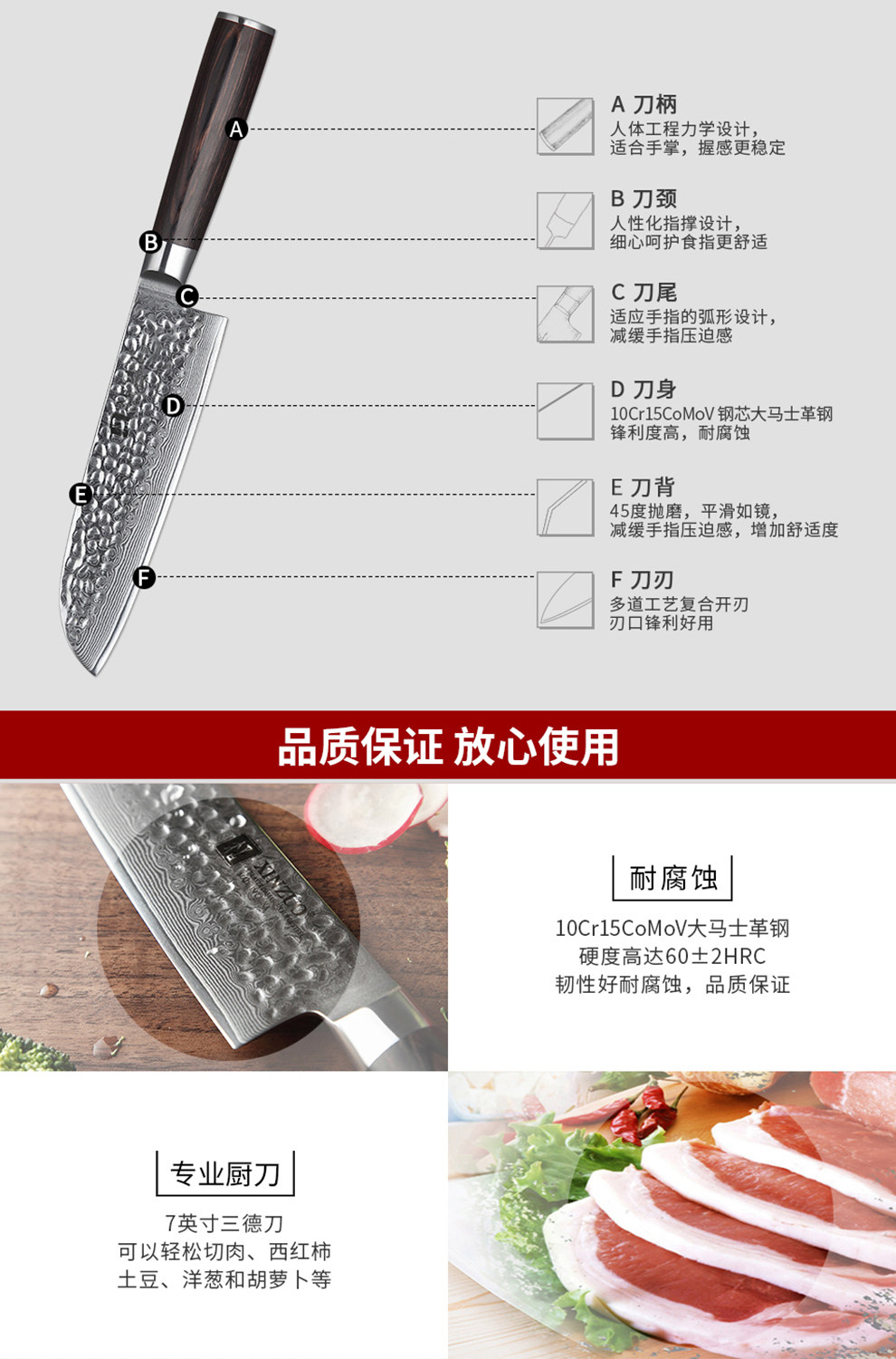 安享好物 安享B级多用刀-信作大马士革三德刀  