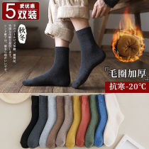 South Pole Thickened Wool Socks Mens Middle Cylinder Autumn Winter Gush Warm Long Cylinders Woolen Socks Towel Floor Socks