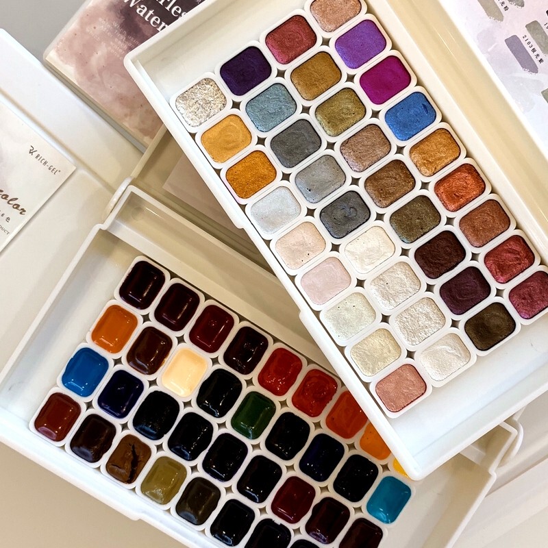 Richgel Nail Art Watercolor Pigment Pearlescent Solid Color Gradient Marble High Saturation Easy to Apply