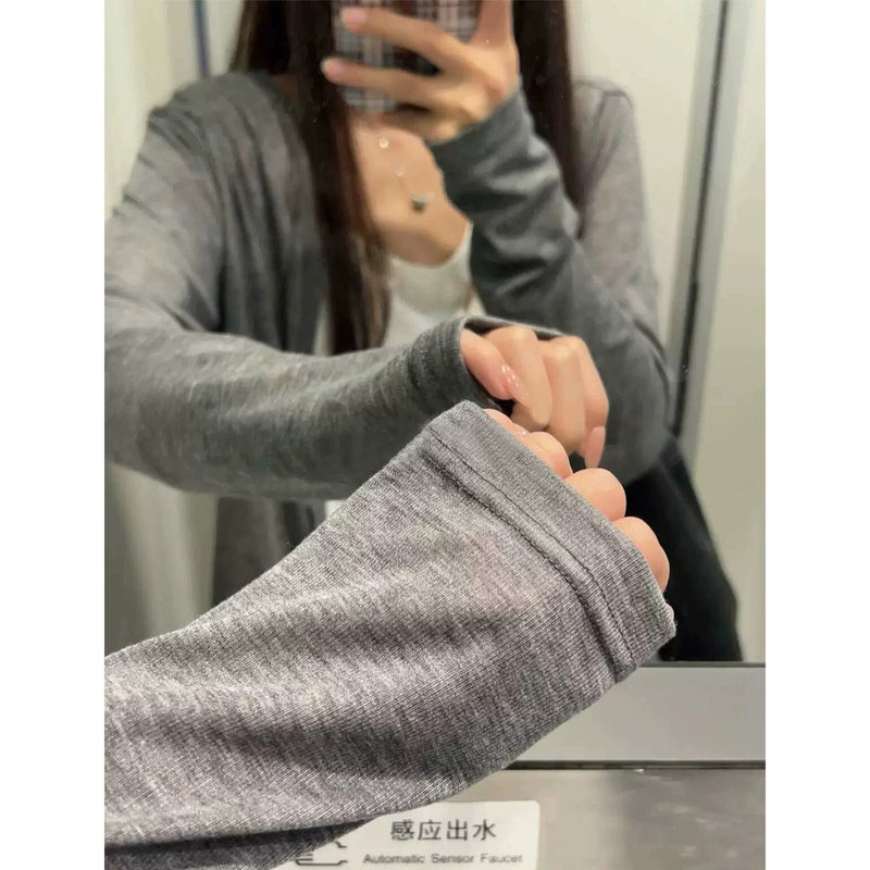 Gray Tencel Lyocell Sun Protection Cardigan Jacket for Women Summer 2026 New Style Loose Slimming Long-Sleeved Blouse Top Gray Tencel Lyocell Sun Protection Cardigan Jacket for Women Summer 2026 New Style Loose Slimming Long-Sleeved Blouse Top