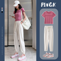 Ice Silk Light Cage Pants Woman Summer Thin loose bunches slim 100 hitch a little hitch Anti-mosquito sports pants Leisure Harun