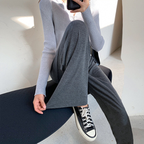 Modell Broadlegged Pants Woman Summer High Waist Pituality Loose Straight Drum Thin style Casual Conspicuously Slim 100 Hitch Knit Tug