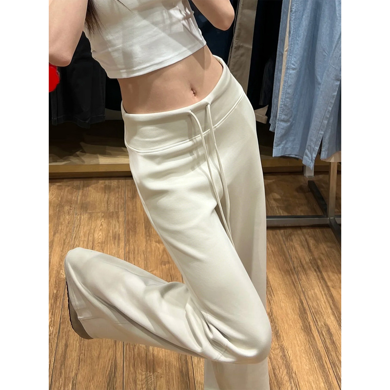 White Milk Silk Wide-Leg Sweatpants for Women, Summer Thin High-Waisted Slimming Drapey Ice Silk Fitness Yoga Sports Pants White Milk Silk Wide-Leg Sweatpants for Women, Summer Thin High-Waisted Slimming Drapey Ice Silk Fitness Yoga Sports Pants