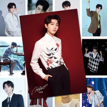 Wang Junkai poster wall sticker oversized bedroom wallpaper Dormitory Wallpaper Full New Solo autograph Write a real perimeter