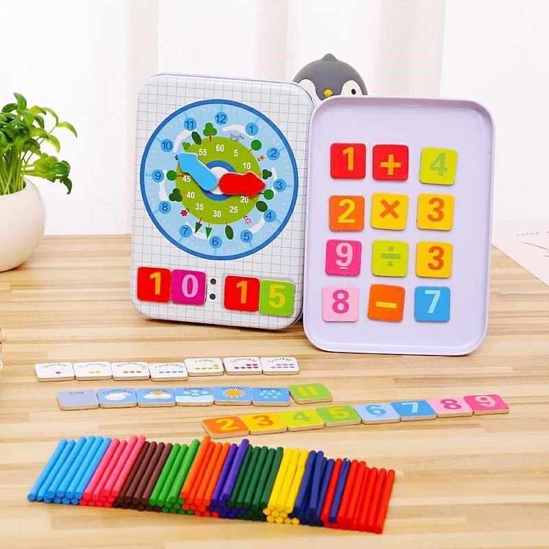 First grade children's arithmetic check math stick Primary school math utensils Wooden counting stick 100 wooden