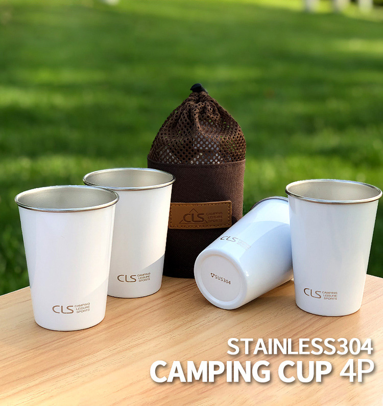 Outdoor 304 stainless steel cup Campaign 4 Piece Picnic BBQ cup climbing glass tea coffee cup