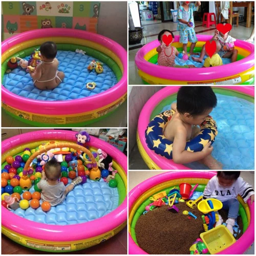 Intex, круглый надувной радужный детский бассейн для детского сада для ползания, подарок на день рождения