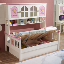 Childrens bed sheet bed girl princess bed All solid wood wardrobe bed one-piece multi-functional pink child girl crib