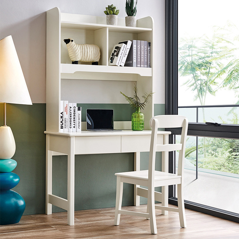 Children's desk Bookshelf Book chair group The whole family uses the student full solid wood minimalist modern computer desk study desk desk