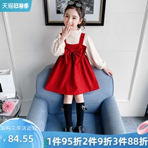 Girls  skirts autumn 2021 new foreign style velvet dress new Years Winter Childrens spring and autumn childrens princess dress